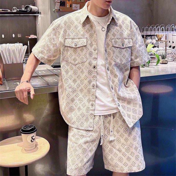 LOUIS VUITTON 半袖シャツ パンツ　セットアップ ルイヴィトン コピー ージュモノグラム調 セットアップ 半袖シャツ