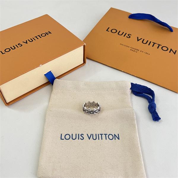 ルイヴィトン コピー モノグラムフラワー リング シルバーカラー LVロゴ ブラックパターン ワイドデザイン Louis Vuitton