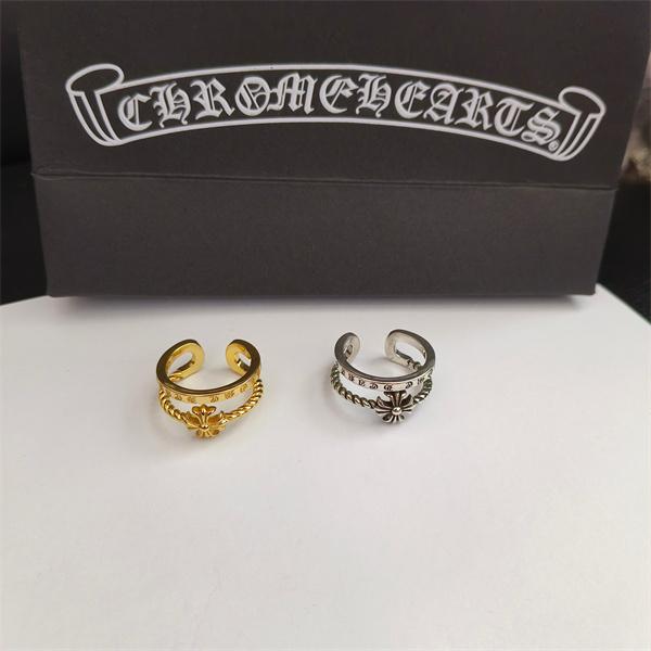 フローラルモチーフ オープンリング Chrome Hearts チェーンライン クロムハーツ コピー ゴールド シルバー 2色デザイン