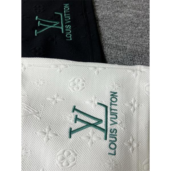 ブラック モノグラム柄 ショートパンツ Louis Vuitton 裾LVロゴ刺繍 ルイヴィトン コピー ウエストドローコード 総柄デザイン