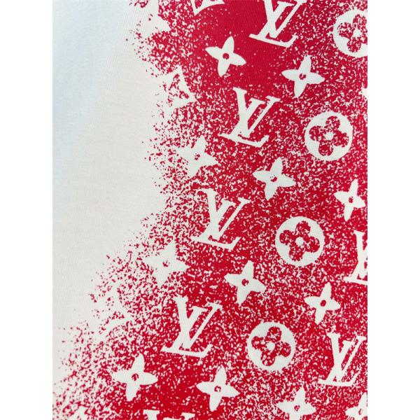 トリコロールモノグラム 半袖Tシャツ Louis Vuitton ホワイトベース ルイヴィトン コピー スプレー調プリント クルーネック