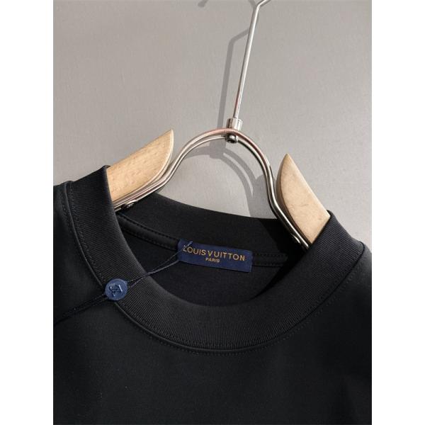 ロゴプリント カットソー Louis Vuitton センターLV ルイヴィトン コピー モノトーン 半袖Tシャツ ベーシックシルエット