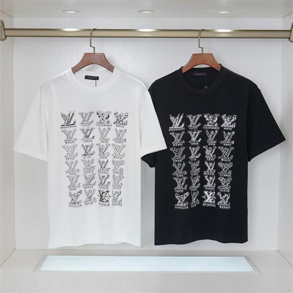 フロントLVグラフィック 半袖Tシャツ Louis Vuitton ホワイト ブラック ルイヴィトン コピー クルーネック ロゴプリント