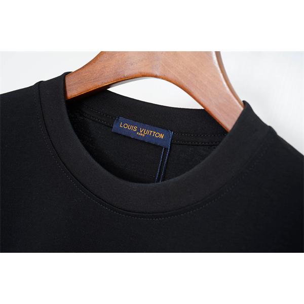 フロントLVグラフィック 半袖Tシャツ Louis Vuitton ホワイト ブラック ルイヴィトン コピー クルーネック ロゴプリント