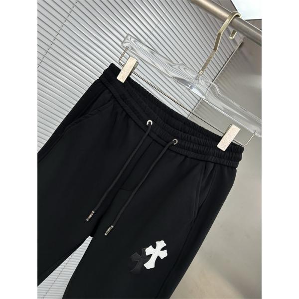 ブラック イージーパンツ Chrome Hearts ダブルクロスワッペン クロムハーツ コピー ドローコードウエスト サイドポケット ジョガーシルエット