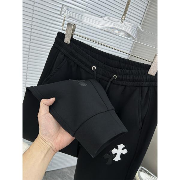 ブラック イージーパンツ Chrome Hearts ダブルクロスワッペン クロムハーツ コピー ドローコードウエスト サイドポケット ジョガーシルエット
