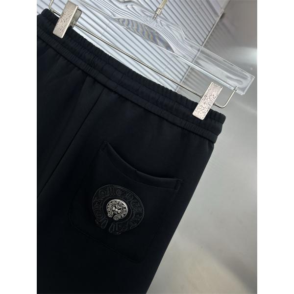 ブラック イージーパンツ Chrome Hearts ダブルクロスワッペン クロムハーツ コピー ドローコードウエスト サイドポケット ジョガーシルエット