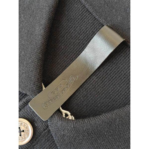 ブラック 襟付きカーディガン Chrome Hearts バックゴシックロゴ クロムハーツ コピー クロスパッチ フロントボタン ポケット付き