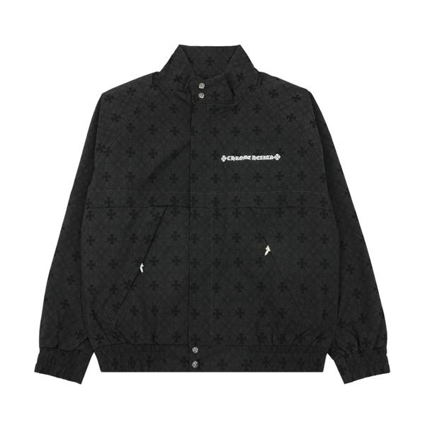 ロス総柄 ブルゾン Chrome Hearts ネイビー ブラック クロムハーツ コピー スナップボタン スタンドネック バックU.S.Aロゴ