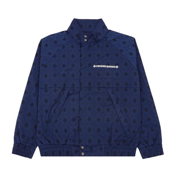 ロス総柄 ブルゾン Chrome Hearts ネイビー ブラック クロムハーツ コピー スナップボタン スタンドネック バックU.S.Aロゴ