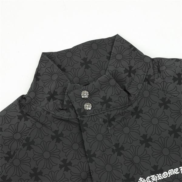 ロス総柄 ブルゾン Chrome Hearts ネイビー ブラック クロムハーツ コピー スナップボタン スタンドネック バックU.S.Aロゴ