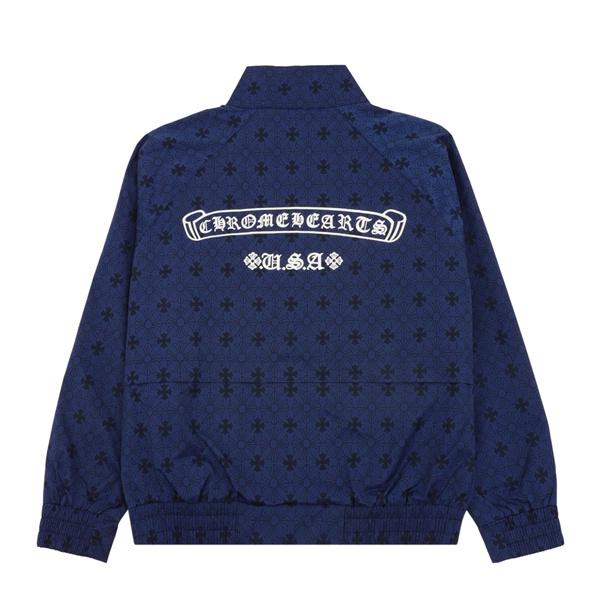 ロス総柄 ブルゾン Chrome Hearts ネイビー ブラック クロムハーツ コピー スナップボタン スタンドネック バックU.S.Aロゴ