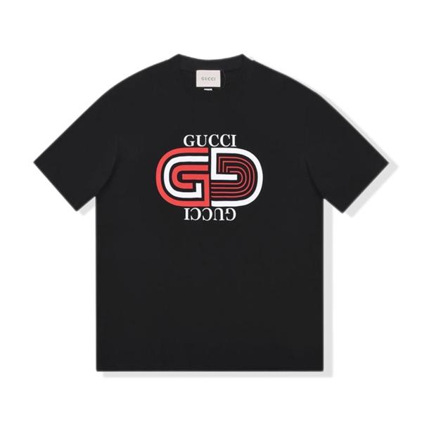  アイボリー 半袖Tシャツ GUCCI マルチカラーGGプリント グッチ コピー フロントロゴ クルーネック 無地バックデザイン