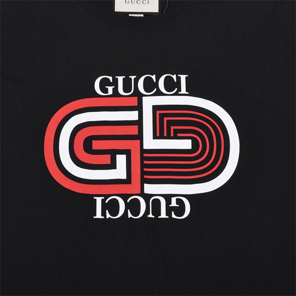  アイボリー 半袖Tシャツ GUCCI マルチカラーGGプリント グッチ コピー フロントロゴ クルーネック 無地バックデザイン