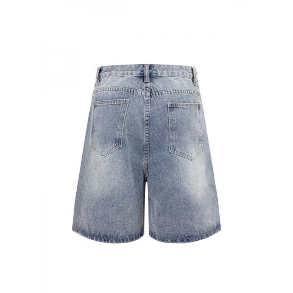 ラックデニム ショートパンツ Chrome Hearts クロスパッチ装飾 クロムハーツ コピー カットオフ裾 レッドホワイト ワイドポケット