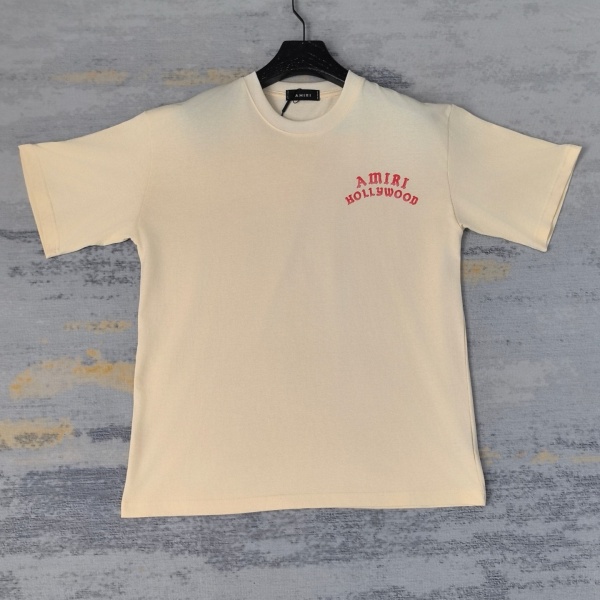 AMIRI アミリ 半袖Tシャツ バックロゴプリント カーブロゴデザイン ルーズシルエット カジュアル ストリート ユニセックス