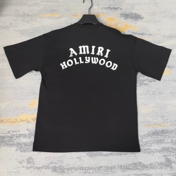 AMIRI アミリ 半袖Tシャツ バックロゴプリント カーブロゴデザイン ルーズシルエット カジュアル ストリート ユニセックス