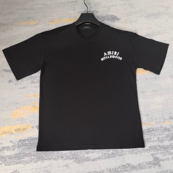 AMIRI アミリ 半袖Tシャツ バックロゴプリント カーブロゴデザイン ルーズシルエット カジュアル ストリート ユニセックス