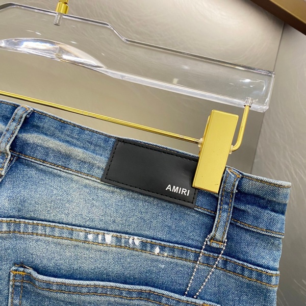 AMIRI アミリ デニムパンツ メンズ MX1スタイル ダメージ加工 ペイント加工 ラインストーン パッチワーク スキニーフィット ストリート