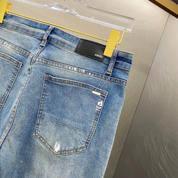 AMIRI アミリ デニムパンツ メンズ MX1スタイル ダメージ加工 ペイント加工 ラインストーン パッチワーク スキニーフィット ストリート