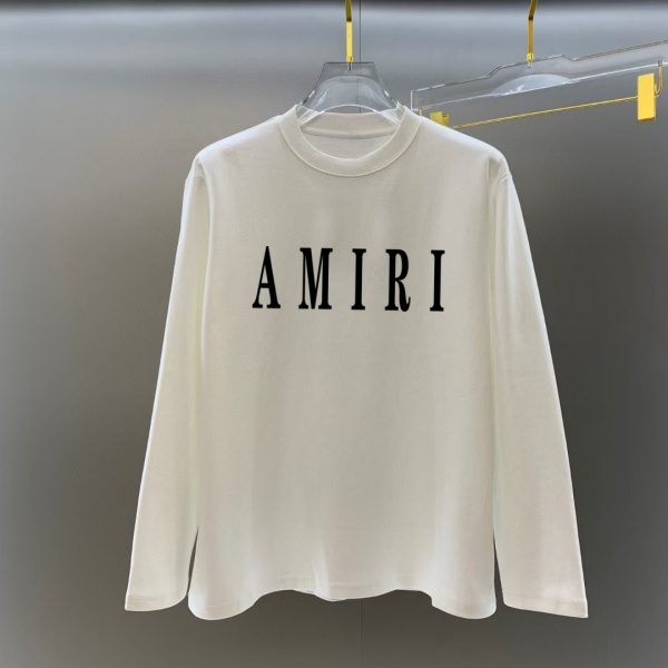 AMIRI アミリ ロングTシャツ メンズ レディース ロゴプリント 長袖Tシャツ クルーネック シンプル 無地風 ストリート ユニセックス
