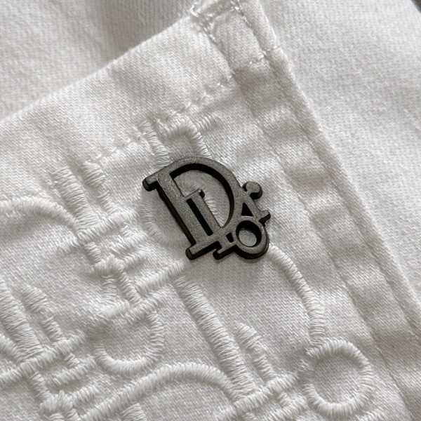 DIOR ディオール メンズ デニムパンツ ホワイト ストレート 刺繍ロゴ ジャガードポケット クリーン 上品 高級感