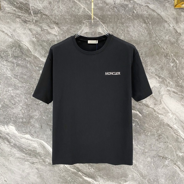 MONCLER モンクレール メンズ 半袖Tシャツ コットン ロゴ刺繍 シンプル 無地 クルーネック 定番 快適
