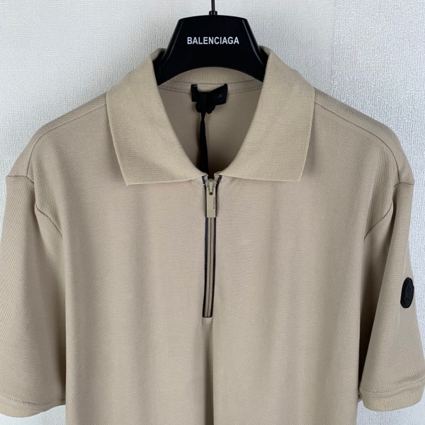 MONCLER モンクレール ポロシャツ メンズ 半袖 ジップポロ ロゴパッチ 鹿の子 コットン 上品 カジュアル 夏