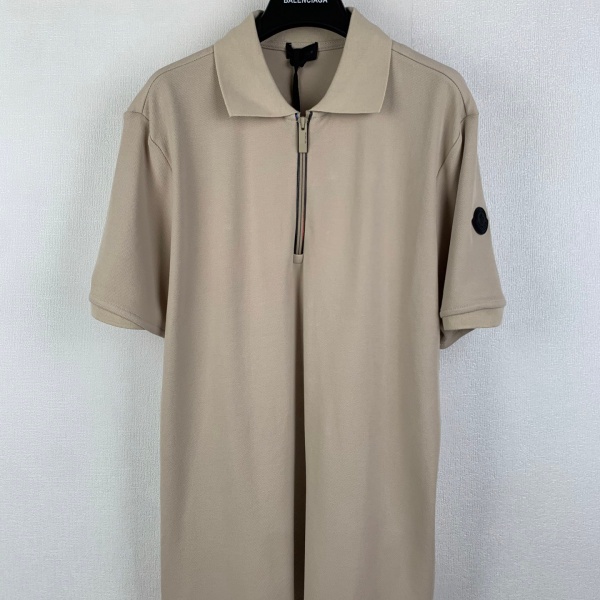 MONCLER モンクレール ポロシャツ メンズ 半袖 ジップポロ ロゴパッチ 鹿の子 コットン 上品 カジュアル 夏