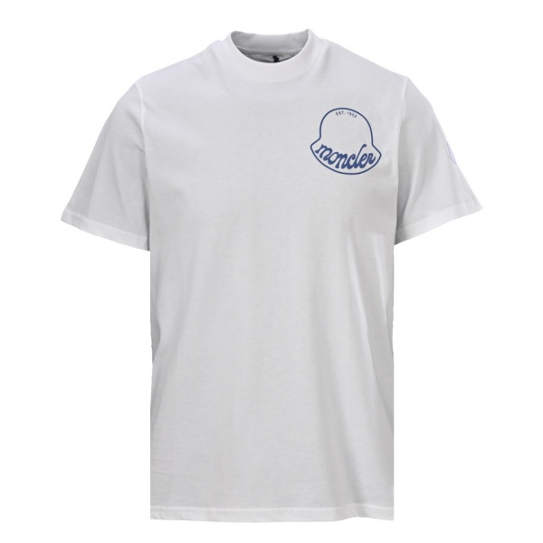 MONCLER モンクレール メンズ 半袖Tシャツ ラウンドロゴ プリント コットン クルーネック シンプル カジュアル 夏