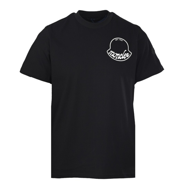 MONCLER モンクレール メンズ 半袖Tシャツ ラウンドロゴ プリント コットン クルーネック シンプル カジュアル 夏