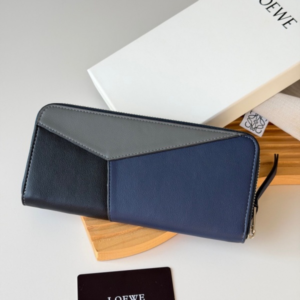 LOEWE ロエベ 2026新作 レディース ラウンドジップ 長財布 パズルデザイン カラーブロック レザーウォレット 上品