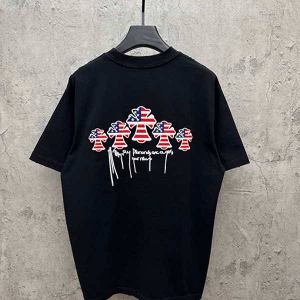 CHROME HEARTS クロムハーツ 2026新作 メンズ 半袖Tシャツ クロスパッチ ワンポイント 刺繍ロゴ オーバーサイズ