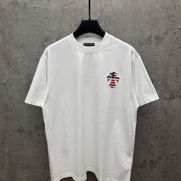 CHROME HEARTS クロムハーツ 2026新作 メンズ 半袖Tシャツ クロスパッチ ワンポイント 刺繍ロゴ オーバーサイズ