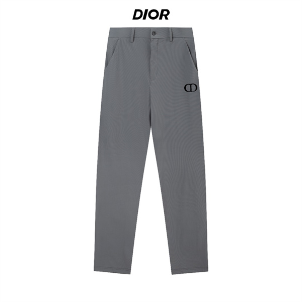 グレー ロングパンツ DIOR サイドCDプリント ディオール コピー ストレートライン ベルトループ付き ブラックカラー