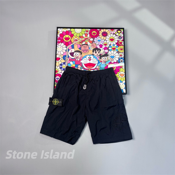  カーキ ナイロンショーツ Stone Island ロゴパッチ ストーンアイランド コピー ワイドシルエット ドローコード 半ズボン