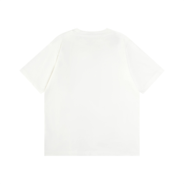 ブラック ホワイト 半袖Tシャツ DIOR フロントロゴ ディオール コピー ブラックライン刺繍風 クルーネック 無地バック