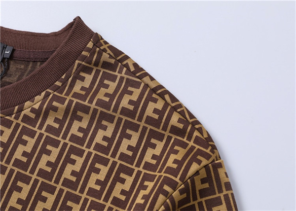 ブラック ホワイト 半袖Tシャツ FENDI FF総柄 フェンディ コピー クルーネック モノトーンロゴプリント