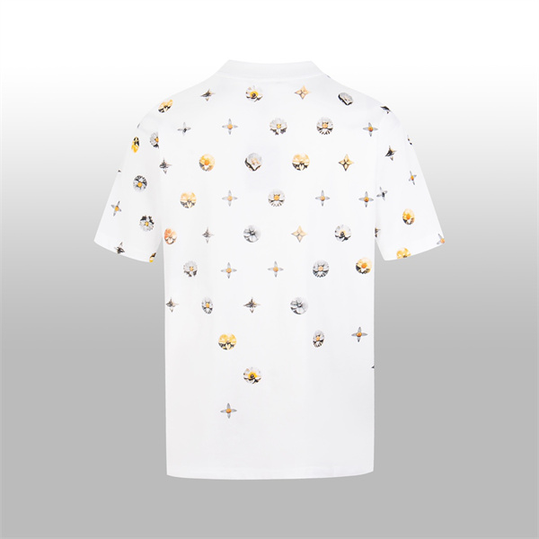 ホワイト 半袖Tシャツ Louis Vuitton マルチモチーフ総柄 ルイヴィトン コピー クルーネック カラーロゴプリント