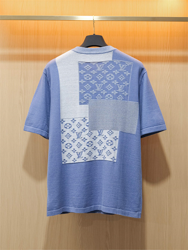 半袖ニットTシャツ Louis Vuitton パッチワークモノグラム ルイヴィトン コピー 胸ポケット付き クルーネック