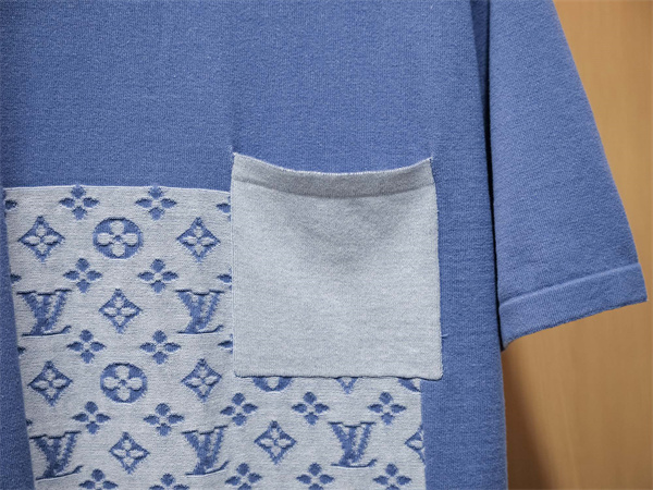 半袖ニットTシャツ Louis Vuitton パッチワークモノグラム ルイヴィトン コピー 胸ポケット付き クルーネック