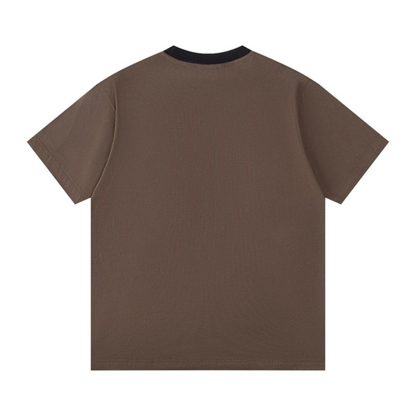 ホワイト リンガーTシャツ AMI PARIS 胸元ロゴ アミパリス コピー ブラックリブ 半袖 クルーネック