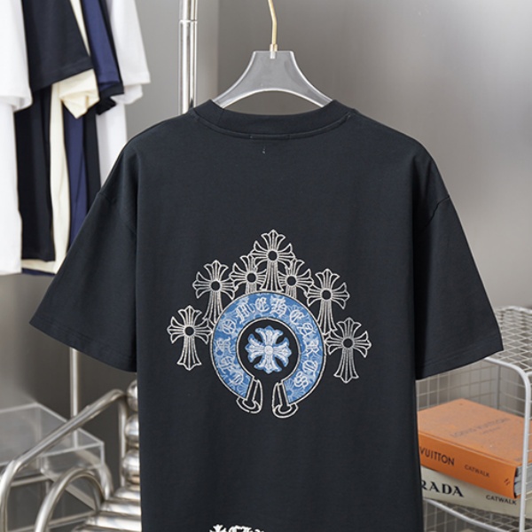 CHROME HEARTS クロムハーツ 2026新作 メンズ 半袖Tシャツ クロスサークル ロゴプリント オーバーサイズ クルーネック 高街風