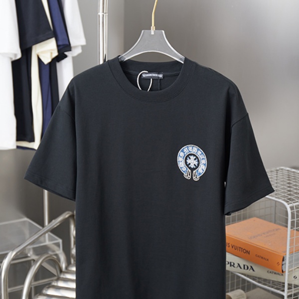 CHROME HEARTS クロムハーツ 2026新作 メンズ 半袖Tシャツ クロスサークル ロゴプリント オーバーサイズ クルーネック 高街風