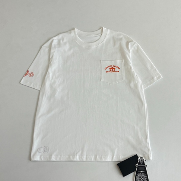 CHROME HEARTS クロムハーツ 2026新作 メンズ 半袖Tシャツ ポケットデザイン ロゴプリント クルーネック オーバーサイズ