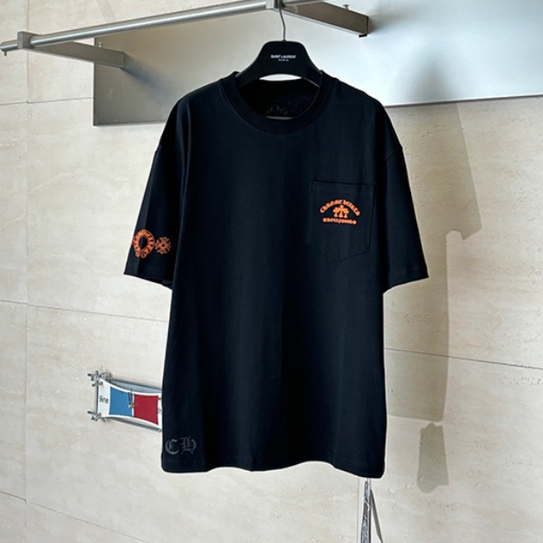 CHROME HEARTS クロムハーツ 2026新作 メンズ 半袖Tシャツ ポケットデザイン ロゴプリント クルーネック オーバーサイズ