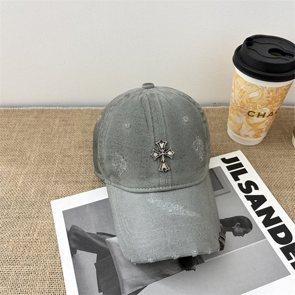 イエロー ダメージキャップ Chrome Hearts クロムハーツ コピー クロス刺繍 ベースボールキャップ カーブブリム ヴィンテージ加工