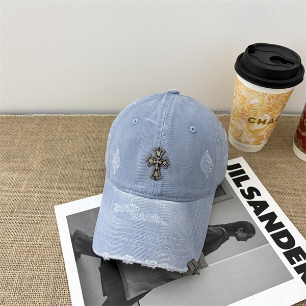 イエロー ダメージキャップ Chrome Hearts クロムハーツ コピー クロス刺繍 ベースボールキャップ カーブブリム ヴィンテージ加工
