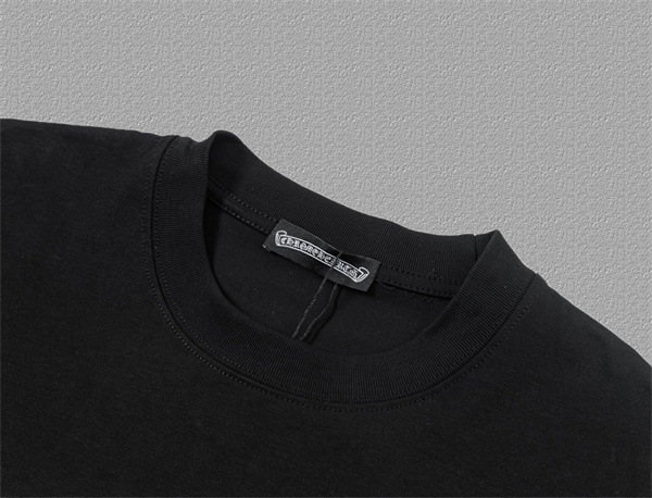 ウォッシュグレー 半袖Tシャツ Chrome Hearts 胸元ロゴプリント クロムハーツ コピー ヴィンテージ加工 クルーネック