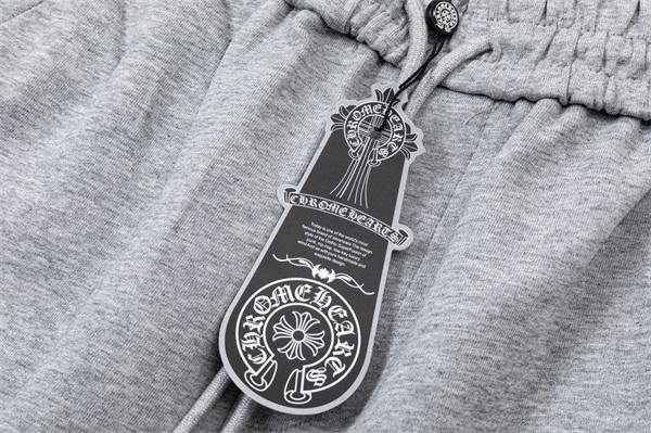  グレー スウェットパンツ Chrome Hearts クロムハーツ コピー クロスロゴ 膝ウォッシュ加工 ドローコード付き イージーパンツ
